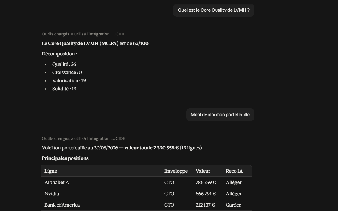 Lucide dans Claude & ChatGPT — l'intégration MCP